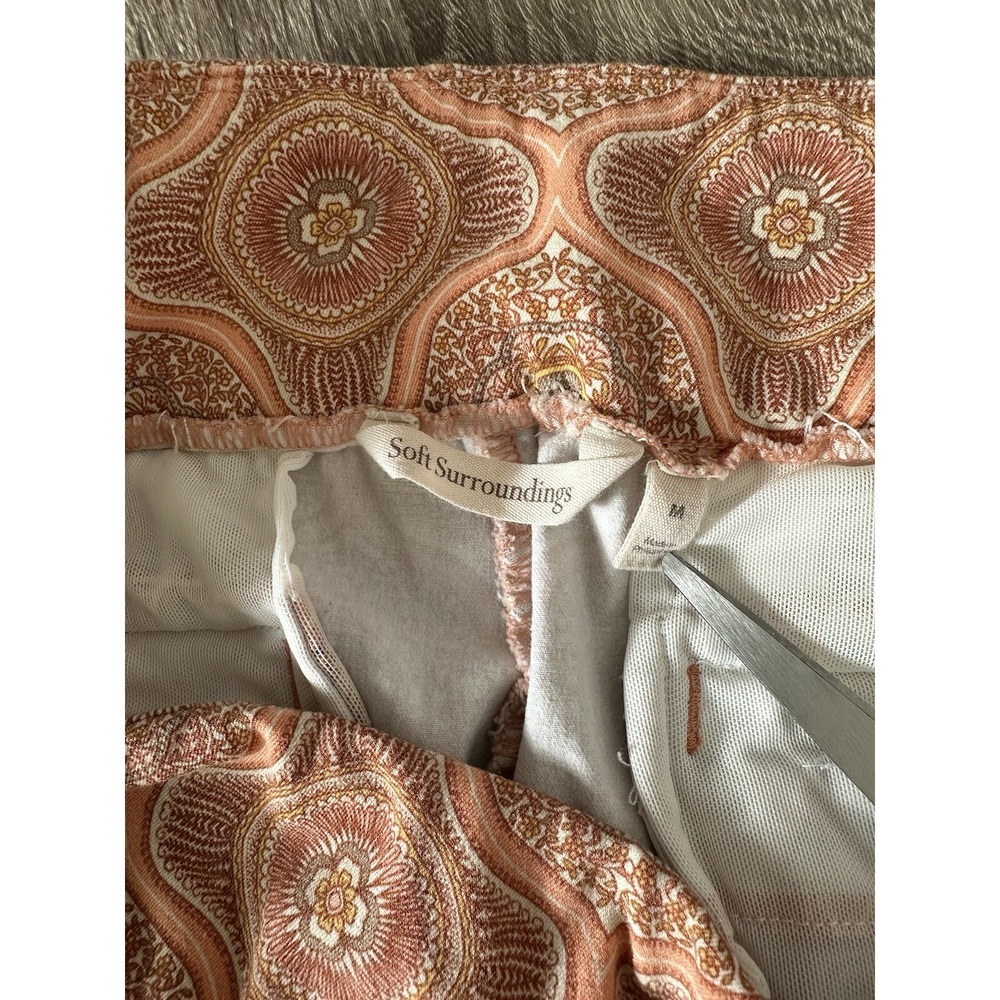 Soft Surroundings Skinny Ankle Pants Orange Floral Stretch Pull-On size Medium - Picture 4 of 6